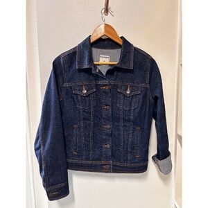 Old Navy Women's Jean Jacket Size S Dark Wash with Contrast Stitching